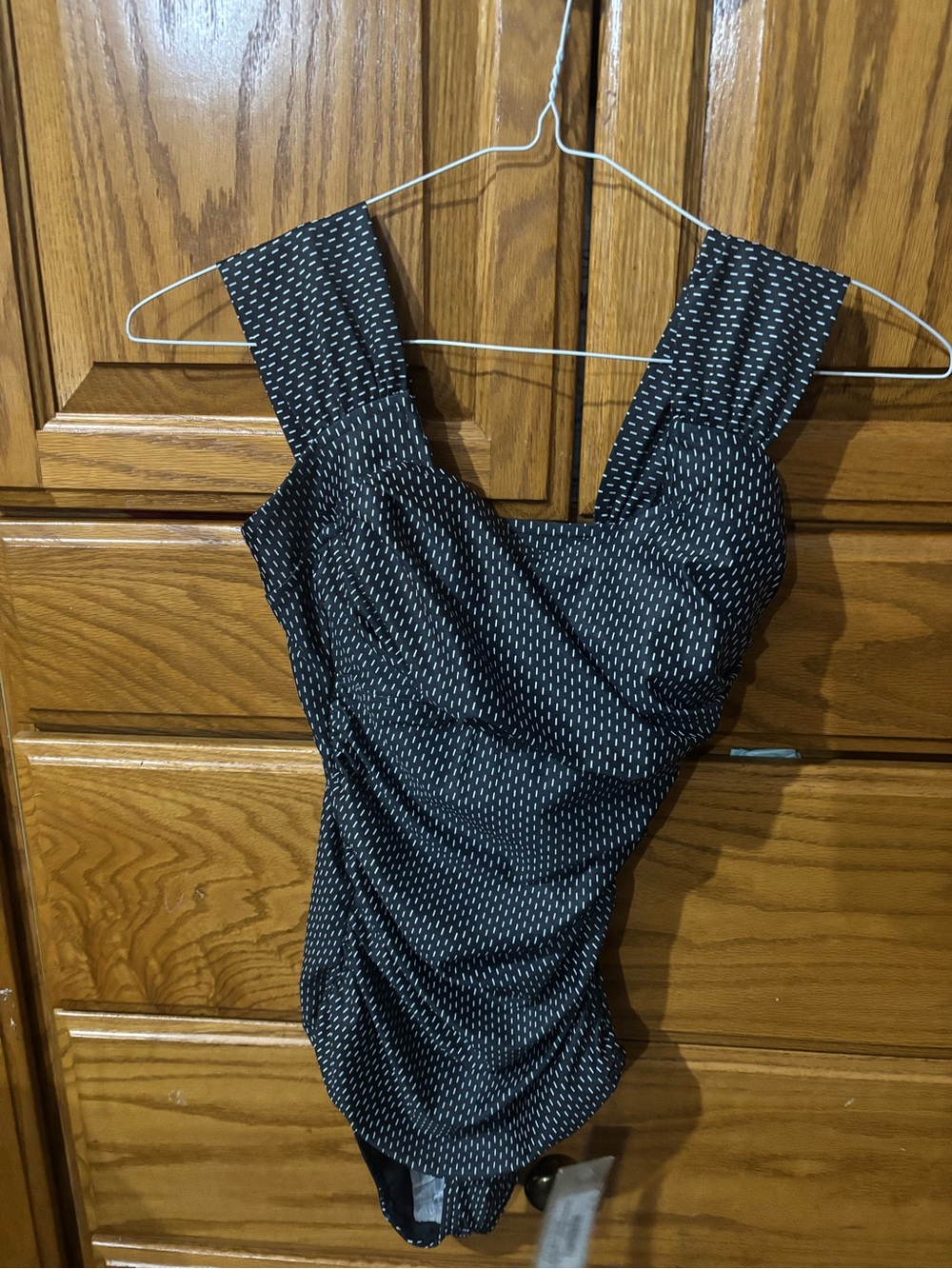 Albion Black Polka Dot Ruched Bodysuit